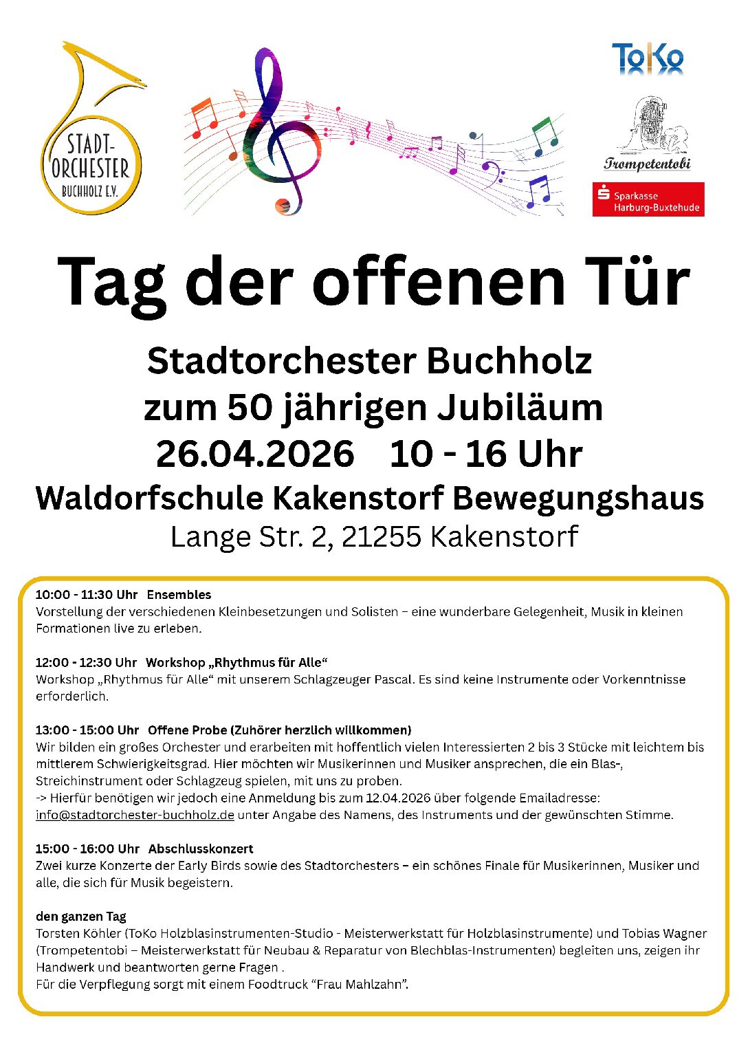 ANKÜNDIGUNG: Offene Probe – Tag der Offenen Tür beim Stadtorchester Buchholz – 26.04.2026